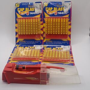 Hot Wheels CAP BLASTERS LOT OF 4 AND Launcher Not In Good Shape